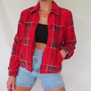 LIMITED CHINOS RED PLAID CORDUROY ZIP UP JACKET SIZE SMALL